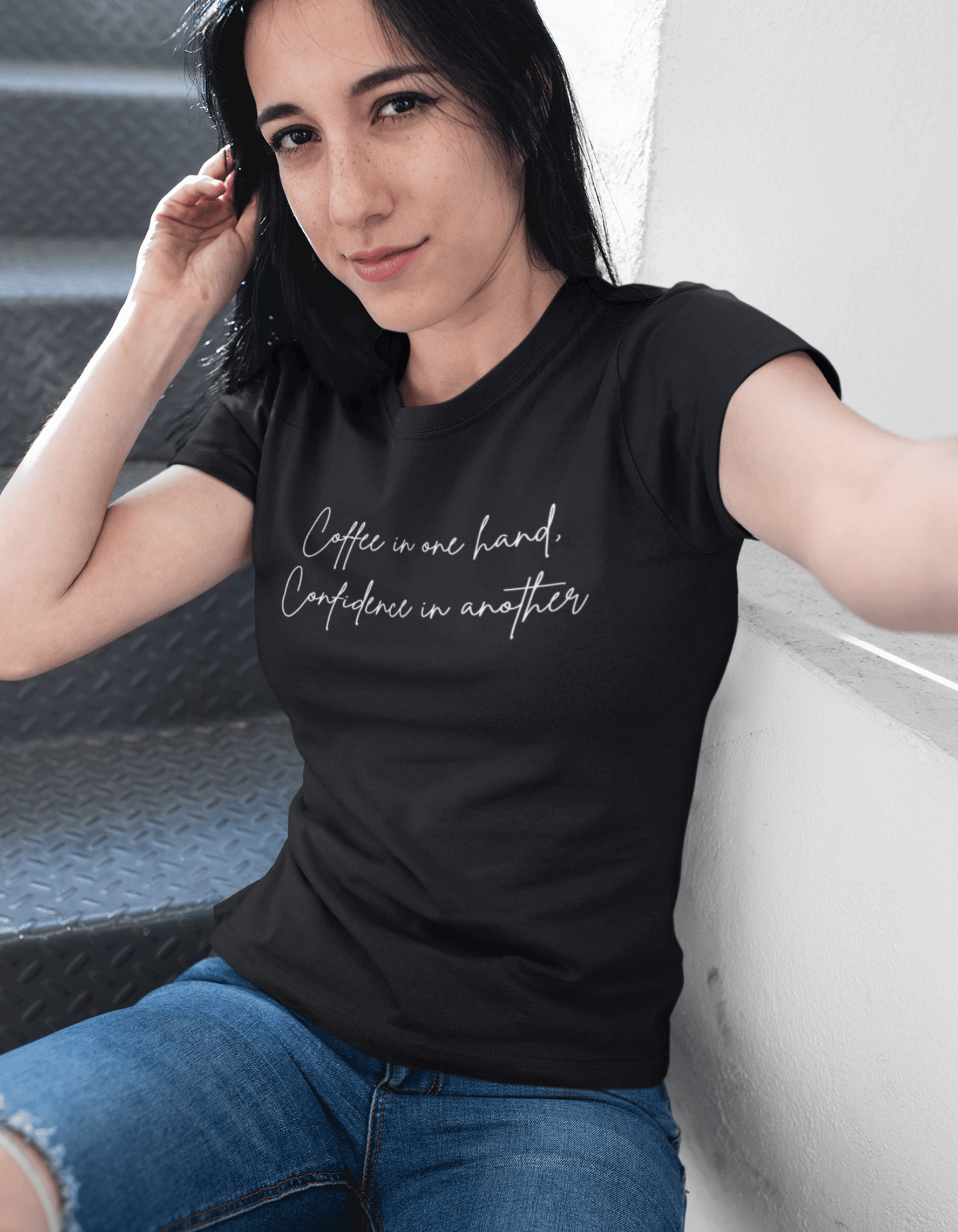 COFFEE IN ONE HAND, CONFIDENCE IN ANOTHER